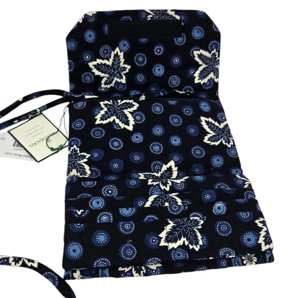 Vera‎ Bradley Crossbody Wallet Blue Coin Pattern Retired Vintage Y2K NWT Quilted